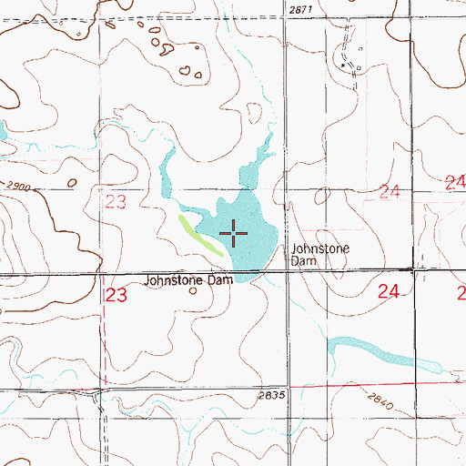 Topographic Map of Johnstone Dam, ND