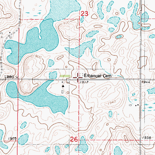 Topographic Map of Emmanuel Congregational Cemetery, ND