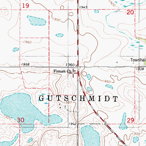 Topographic Map of Finnish Church, ND