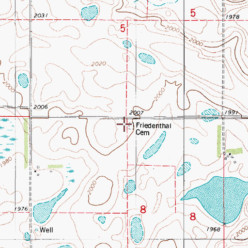 Topographic Map of Friedenthal Cemetery, ND