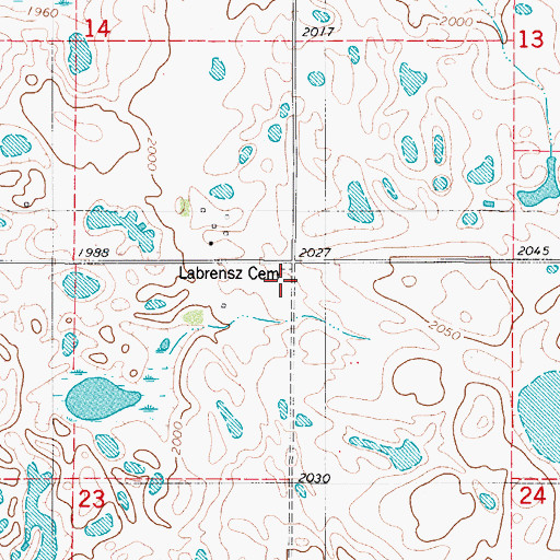 Topographic Map of Labrensz Cemetery, ND