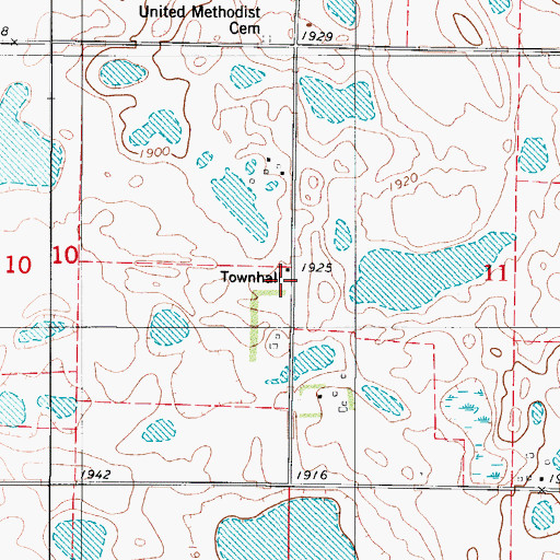 Topographic Map of Germania Townhall, ND