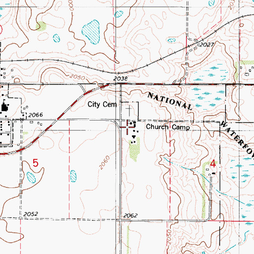 Topographic Map of Church Camp, ND