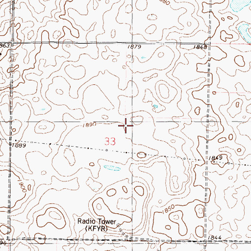Topographic Map of KFYR Radio Tower, ND