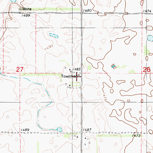 Topographic Map of Valley Townhall, ND