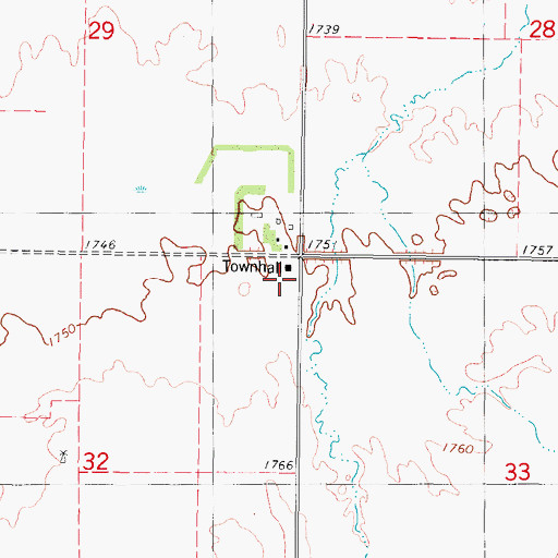 Topographic Map of Manning Townhall, ND