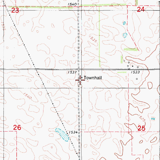 Topographic Map of Postdam Townhall, ND