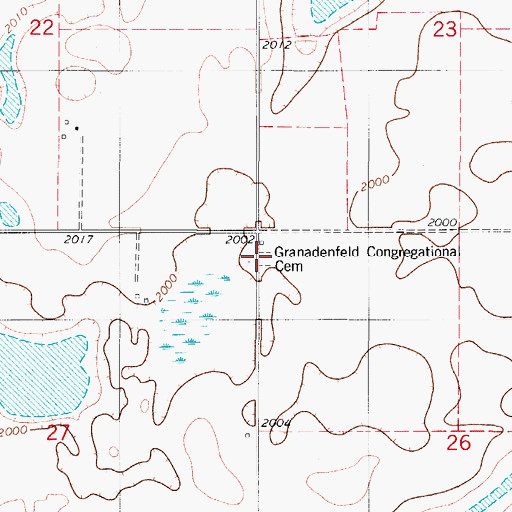 Topographic Map of Granadenfeld Congregational Cemetery, ND