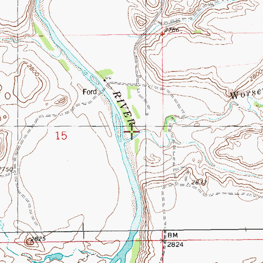 Topographic Map of Worser Creek, ND