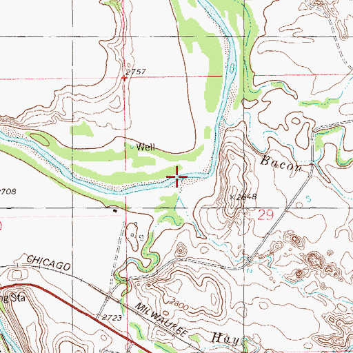 Topographic Map of Hay Creek, ND