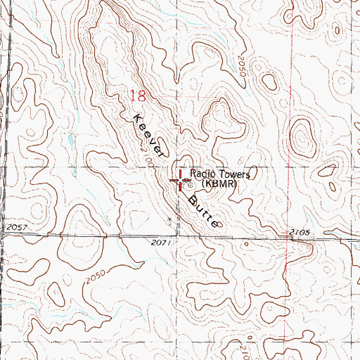 Topographic Map of KBMR Radio Tower, ND