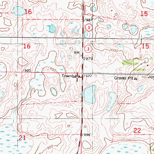 Topographic Map of Lynn Townhall, ND