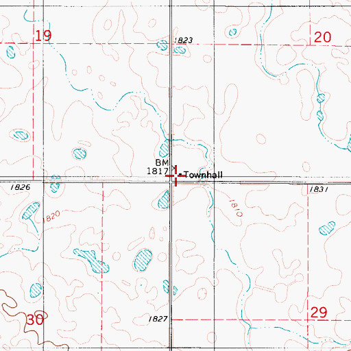 Topographic Map of Conklin Townhall, ND