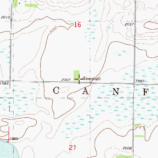 Topographic Map of Canfield Townhall, ND