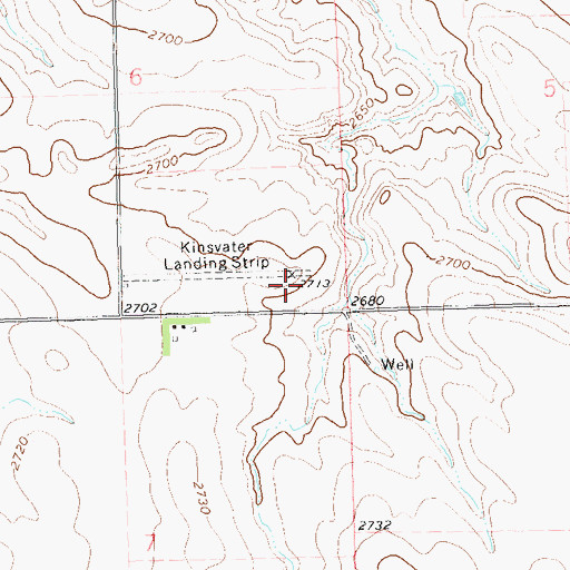 Topographic Map of Kinsvater Landing Strip (historical), ND