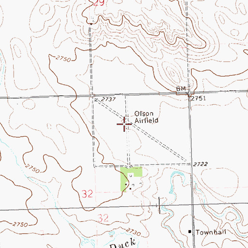 Topographic Map of Olson Airfield (historical), ND