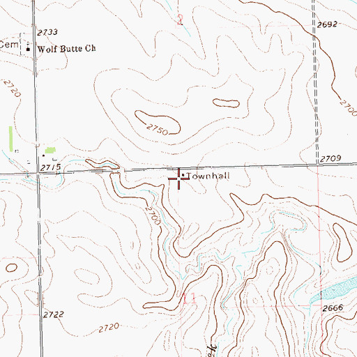 Topographic Map of Wolf Butte Townhall, ND