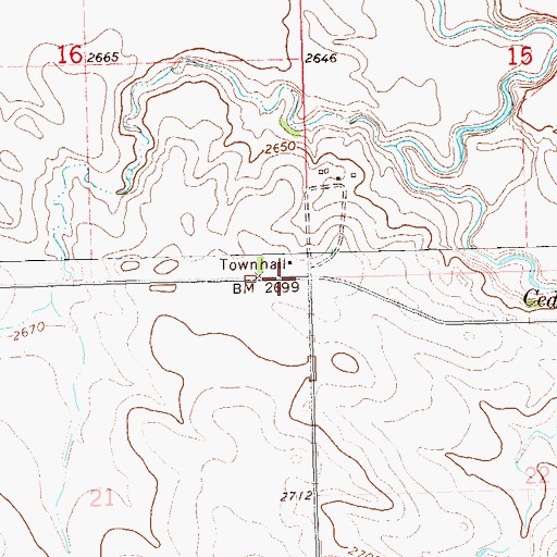 Topographic Map of Darling Spring Townhall, ND