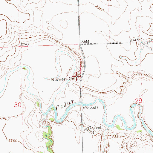 Topographic Map of Stowers Cemetery, ND
