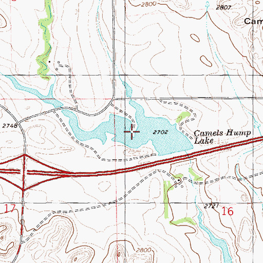 Topographic Map of Camels Hump Lake, ND
