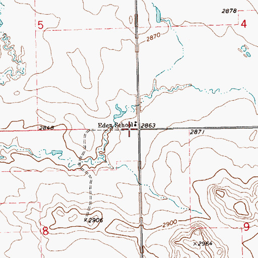 Topographic Map of Eden School, ND