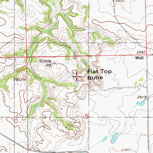 Topographic Map of Flat Top Butte, ND