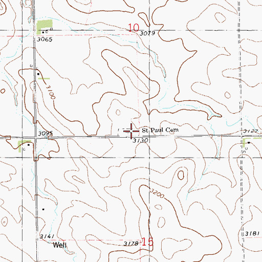 Topographic Map of Saint Paul Cemetery, ND