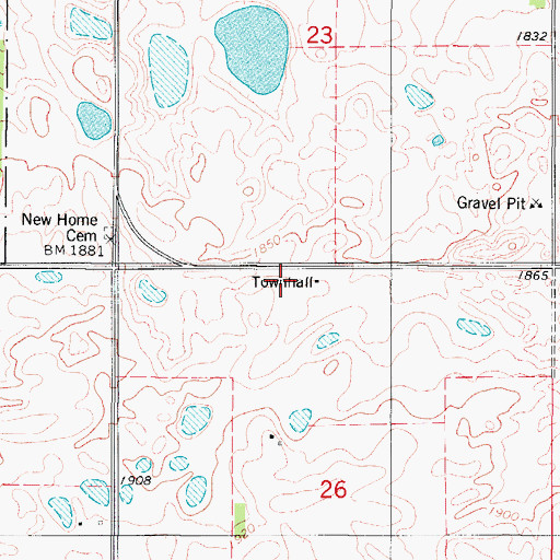 Topographic Map of Lowery Townhall, ND