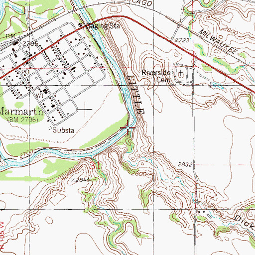Topographic Map of Dickey Draw, ND