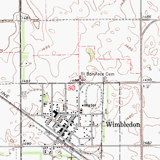 Topographic Map of Saint Boniface Cemetery, ND