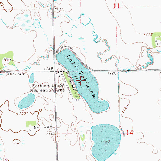 Topographic Map of Lake Tobiason, ND