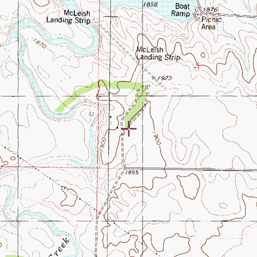 Topographic Map of McLeish Landing Strip (historical), ND
