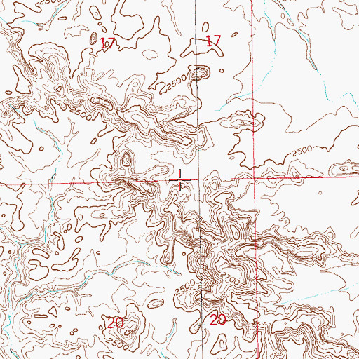 Topographic Map of Billings County, ND