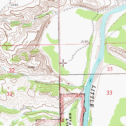 Topographic Map of Elkhorn Ranch State Historic Site, ND