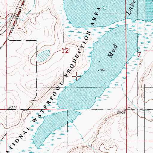Topographic Map of Mud Lake, ND