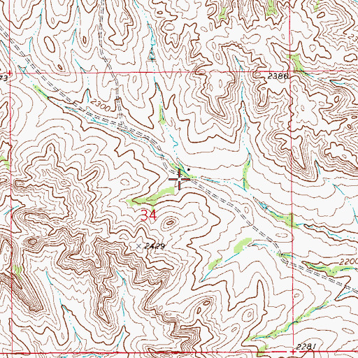Topographic Map of Wheeling-Hatter Ranch, ND