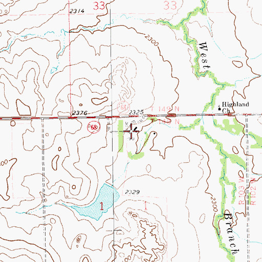 Topographic Map of M Cross Ranch, ND