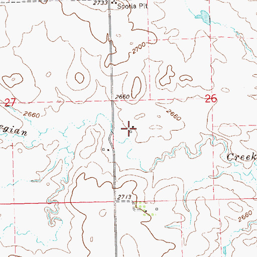 Topographic Map of Adams Ranch, ND