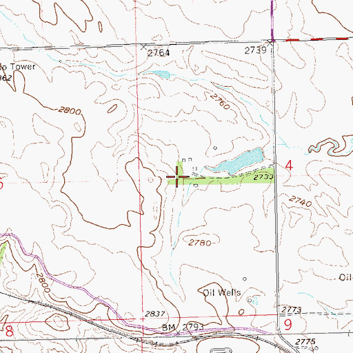 Topographic Map of Logan Ranch, ND