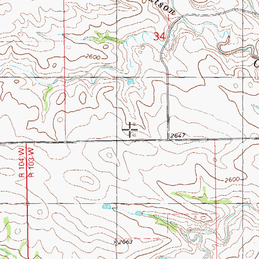 Topographic Map of Adams Ranch, ND