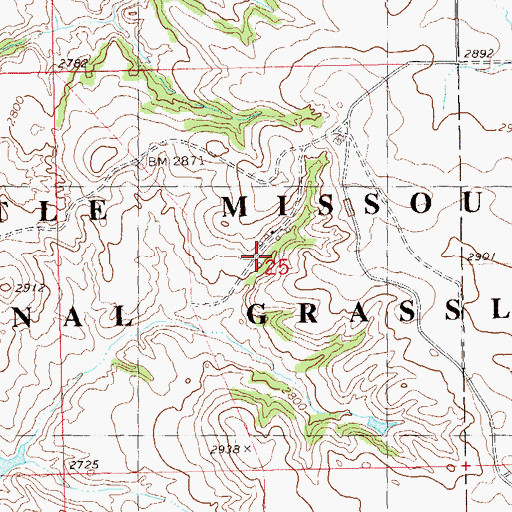 Topographic Map of Austin Ranch, ND