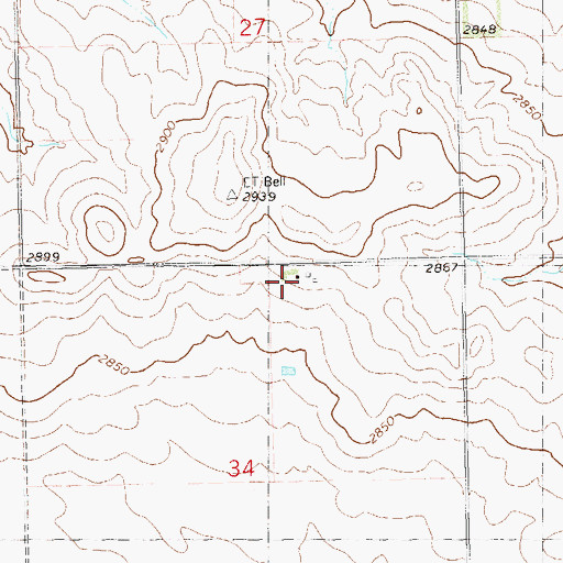 Topographic Map of Schaeffer Ranch, ND