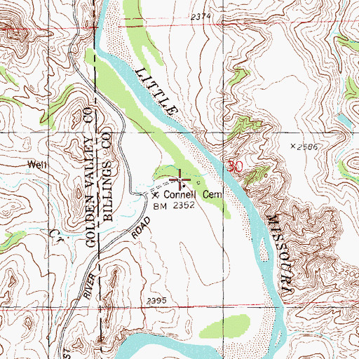 Topographic Map of Adams Ranch, ND