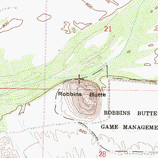 Topographic Map of Robbins Butte, AZ