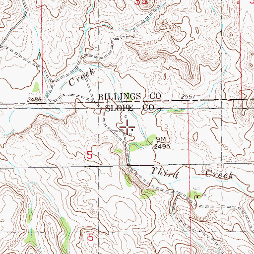 Topographic Map of L Henders Ranch, ND