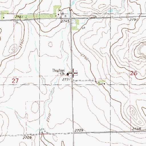 Topographic Map of Daglum Cemetery, ND