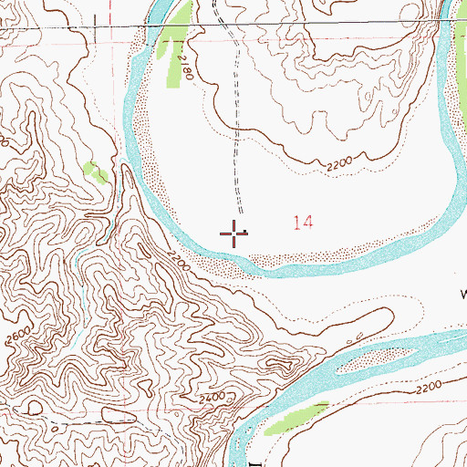Topographic Map of Wolf Ranch, ND
