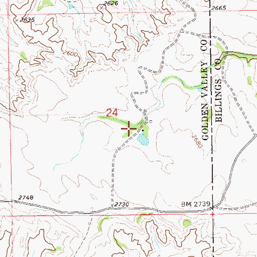 Topographic Map of Brown Ranch, ND