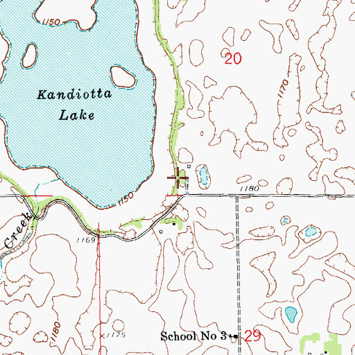 Topographic Map of Kandiota Post Office (historical), ND