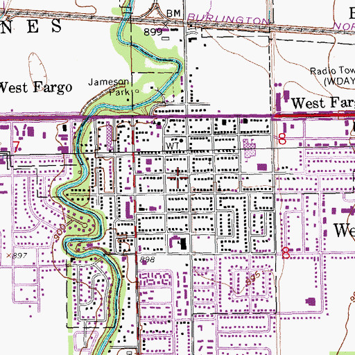 Topographic Map of South West Fargo, ND